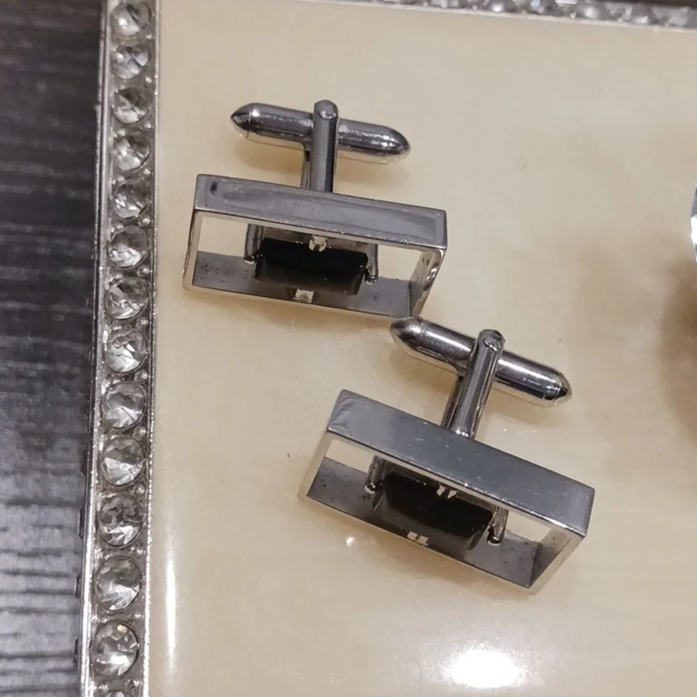 Swank Silver and Black Men's Cufflinks